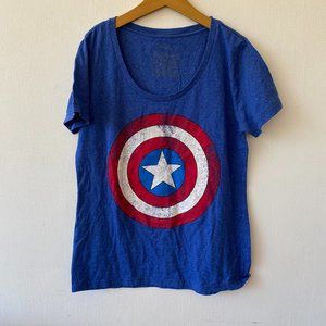 Disney Women's T-shirt Captain America Short Sleeve Scoop Neck Size XL